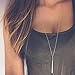 Barogirl Simple Necklaces Jewelry Vertical Feather Bar Pendant Necklace Long Chain for Women (Silver A)
