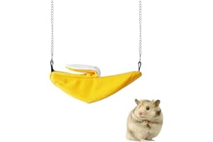 HKYLRAT Hamster Hammock Bed, Banana Design Flannal Hamster Hut Sleeping Nest, Cozy Hanging House Moon Boat Hut for Dwarf Hams