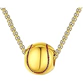 Jemant Baseball Necklace For Men Women 316l Stainless Steel Gold Plated Simple Trendy Cool Punk Rock Y2k Kpop Sport 3d Ball Pendant Charm Necklace 24inch For Fan Lover Player Favors Jewelry Gift