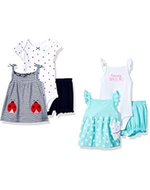 Baby Girls' 6-Piece Bodysuit Tee and Short Set