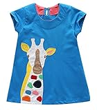Fiream Girls Cotton Cartoon Patch Shortsleeve Dress(6684TZ,3T)