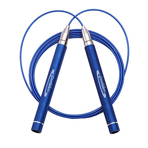 Goothdurs Speed Jump Rope Tangle-Free with Ball Bearing - Adjustable & Self-Locking Aluminum Skipping Ropes with Carrying Pouch Ideal for Crossfit Training, Boxing, and MMA Workouts