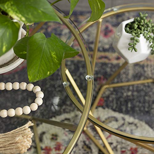 Millie Glass Nesting Coffee Tables in Clear Glass and Gold Pricepulse