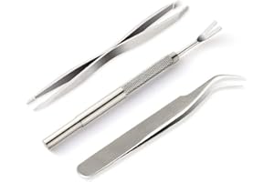 3 Pack Tick Remover Tool Set for Dogs & Cats, Stainless Steel Tick Remover Kit with Tweezers, Rake & 2 Clips, Safe and Easy T