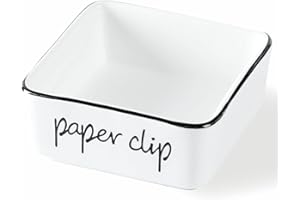 ONTUBE Ceramic Farmhouse Paper Clip Holders for Desk 3.3 Inch, White