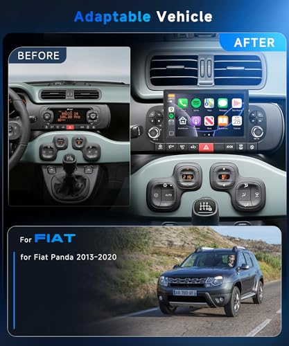 VECHTEL 4G+64G Android 15 Car Radio for Fiat Panda 2013 – 2020, 7 Inch HD Screen Car Radio co Carplay Android Wireless Car GPS Wi-Fi USB Bluetooth FM RDS Rear View Camera