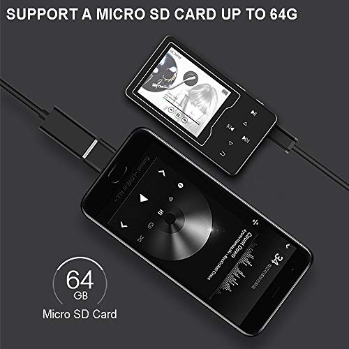 MP3/MP4 Player, 16GB Bluetooh Music Player 2.4" Large Screen Hi-Fi Stereo Sound Music Player with Touch Buttons Support FM Radio, Voice Recorder, Video Play, Text Reading(Wired Headphones Included)