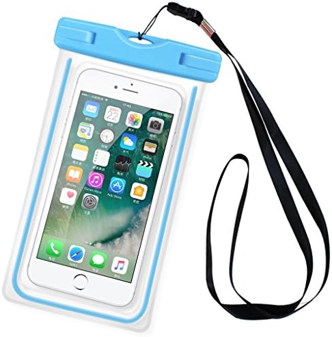 MiniKIKI Universal Waterproof Bag for iPhone7plus Transparent Seal 6 Inch Mobile Phone Cash Passport Bank Card Available-Blue