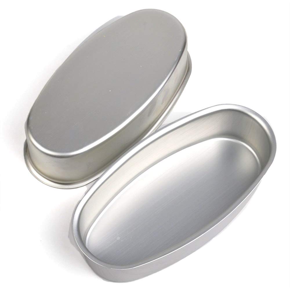 2 Pack Pan Bakeware, Non-Stick Pro Loaf Pan, 8in Oval Shape Cake Pan Non-Stick Aluminum Cheese Cake Mold Breads Loaf Pans Bakeware Set for Home, Kitchen, Bakery