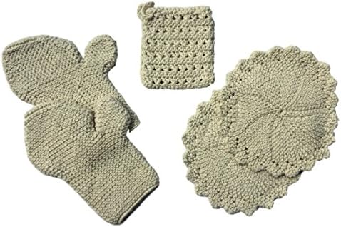 Toockies Organic Cotton Bath Bundle of 5 Items: 2 Circulation Gloves, 1 Soap Sock, and 2 Wash Cloths for Her