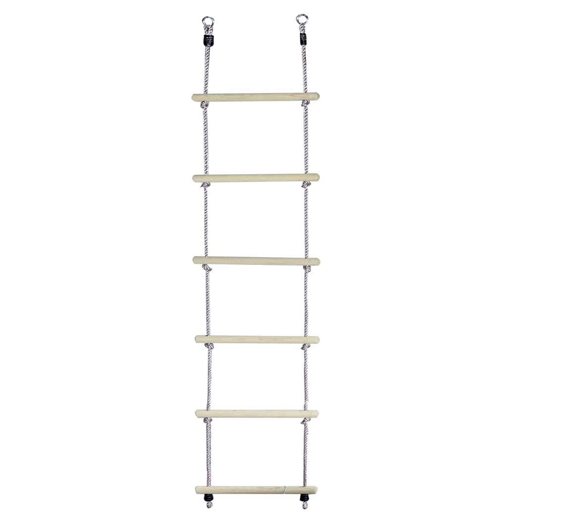 Large 6 Rung Hardwood Rope Ladder Swing Hangs Up To 2.5 Metres High Ideal for Climbing Frame Tree House Den Play House