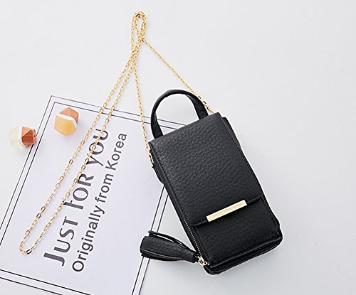 Fashion Leather Leisure Phone Purse Small Shoulder Messenger Bag Cellphone Pouch Wallet Case Black - Thumbnail 2