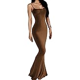 AnotherChill Women's Casual Lounge Slip Long Dress Sexy Sleeveless Backless Bodycon Maxi Dresses 2025 Summer Slim Elegant