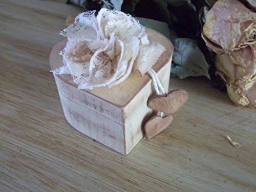 Shabby Distressed Aged Ivory Heart Wedding Ringbearers Box