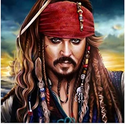 Diamond Painting Kit,Pirate Captain of The Caribbean DIY Mosaic Diamond Painting Full Drill Square Home Decor Handmade Gift,5D Diamond Painting Kits 11.8x15.7inch