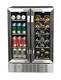NewAir AWB-360DB 18 Bottle 60 Can Dual Zone Built-In Wine & Beverage Cooler, Stainless Steel/Black