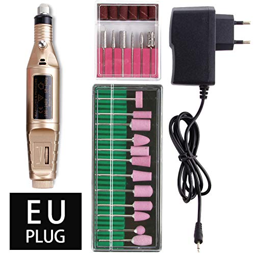 Professional Manicure Machine Electric Nail Drill Bits Set Mill Cutter Nail Art Sanding Remover Ceramic Cutter,Set E EU Plug