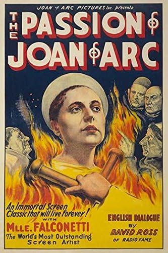 Amazon.com: A silent era film poster entitled The Passion of Joan of Arc  showing Rene Maria Falconetti as Joan of Arc surround by flames Poster  Print by Eloquent Press (18 x 24):