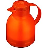 Emsa Samba, Quick Press, Vacuum Insulated Thermal Carafe, 34 oz, Translucent Orange