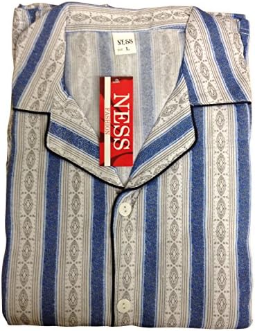 Men's Soft Comfortable Cotton Blend Sleepwear Two Piece Pajamas Lounge Sleep Set - Blue Square (XX-Large)