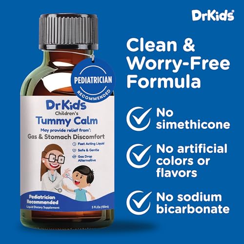 Tummy Calm Dr. Kids Children’s Gas Relief & Upset Stomach Support, Gas Drops for Newborns & Kids, Safe & Gentle Oral Solution, Natural Constipation Relief, 5 Fl Oz (Pack of 1)