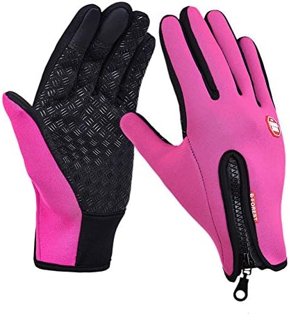 Sinma【Outdoor Gloves】Mobile Phone Touch Screen - Wind Proof - Ski Riding - Plush Warm Mountain Sport Gloves (M, Hot Pink)