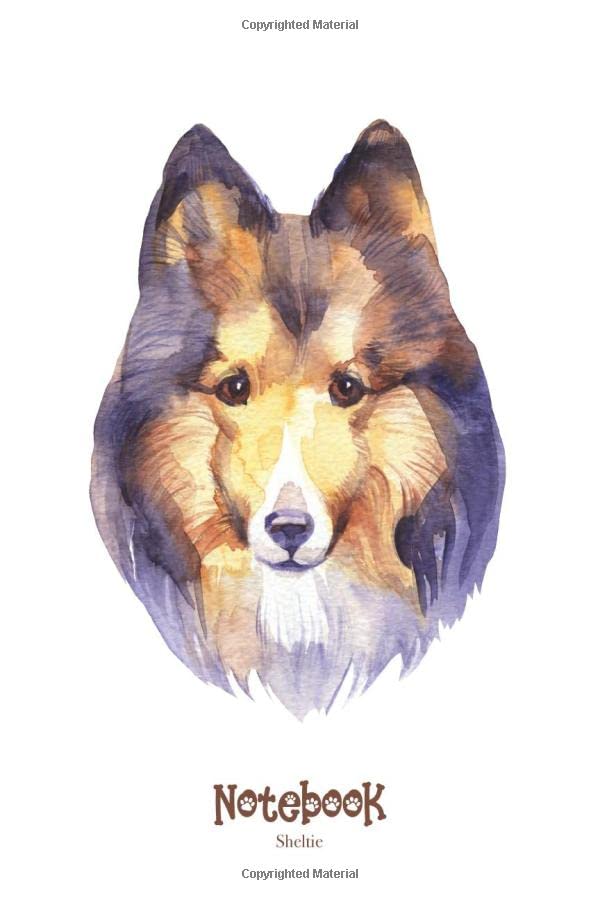 Sheltie Notebook - 9x5" Sketchbook/Journal: 100 x Blank dog themed framed pages for writing & drawing