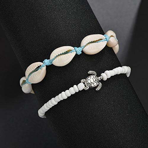 fuyo Handmade Sea Shell Anklet, Size Adjustable for Women Beach Jewelry (2 pcs - Thumbnail 3