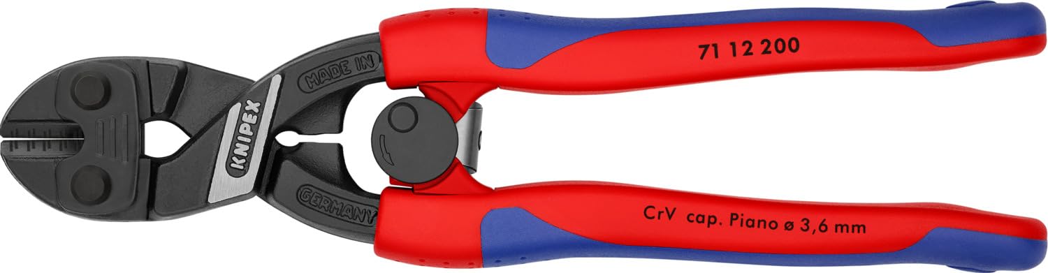KNIPEX Cobolt Compact Bolt Cutter with Slim Multi-Component Grips 200 mm, 71 12 200