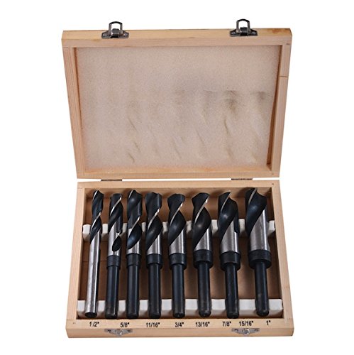 8 PCS Jumbo Large Drill Bit Set Silver And Demming With Wooden Case Heat Treated Alloy Steel Tool Set Mechanics Tool Hole Cutter