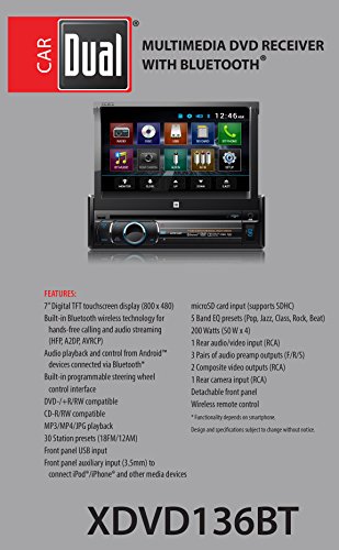 image for Dual Electronics XDVD136BT Multimedia Retractable & Detachable 7-inch 