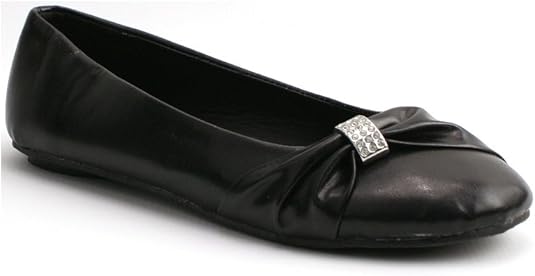 Frauen Damen Flache Schwarze Party Schul Slipper Pumps Ballerina Schuhe