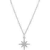 Charm America Silver North Star Pendant Necklace - 925 Sterling Silver with Moissanite Stone - Star Jewelry