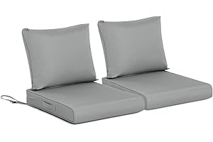 BPS 25 x 25 Inch Outdoor Chair Cushion Set of 2, Fade-Resistant and Water-Resistant Solution-Dyed Polyester Fabric Patio Deep