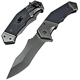 TEK Spring Assisted Opening Heavy Duty Folding Pocket Knife - 8Cr13MoV Razor Sharp Modified Drop Point Blade - Tough Sure Grip G10 Handles - Lightning Fast Deployment