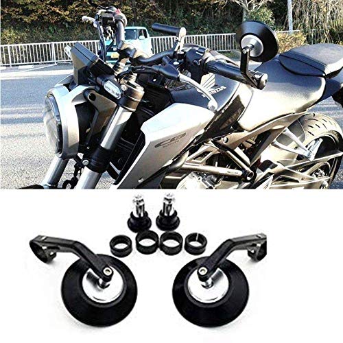 Universal Bar End Mirrors Motorcycle Handlebar Mirrors 7/8" Handle Round for Aprilia, BMW, Buell, Ducati, Harley Davidson, Honda, Indian, Kawasaki, KTM, Suzuki, Triumph and Yamaha Silver