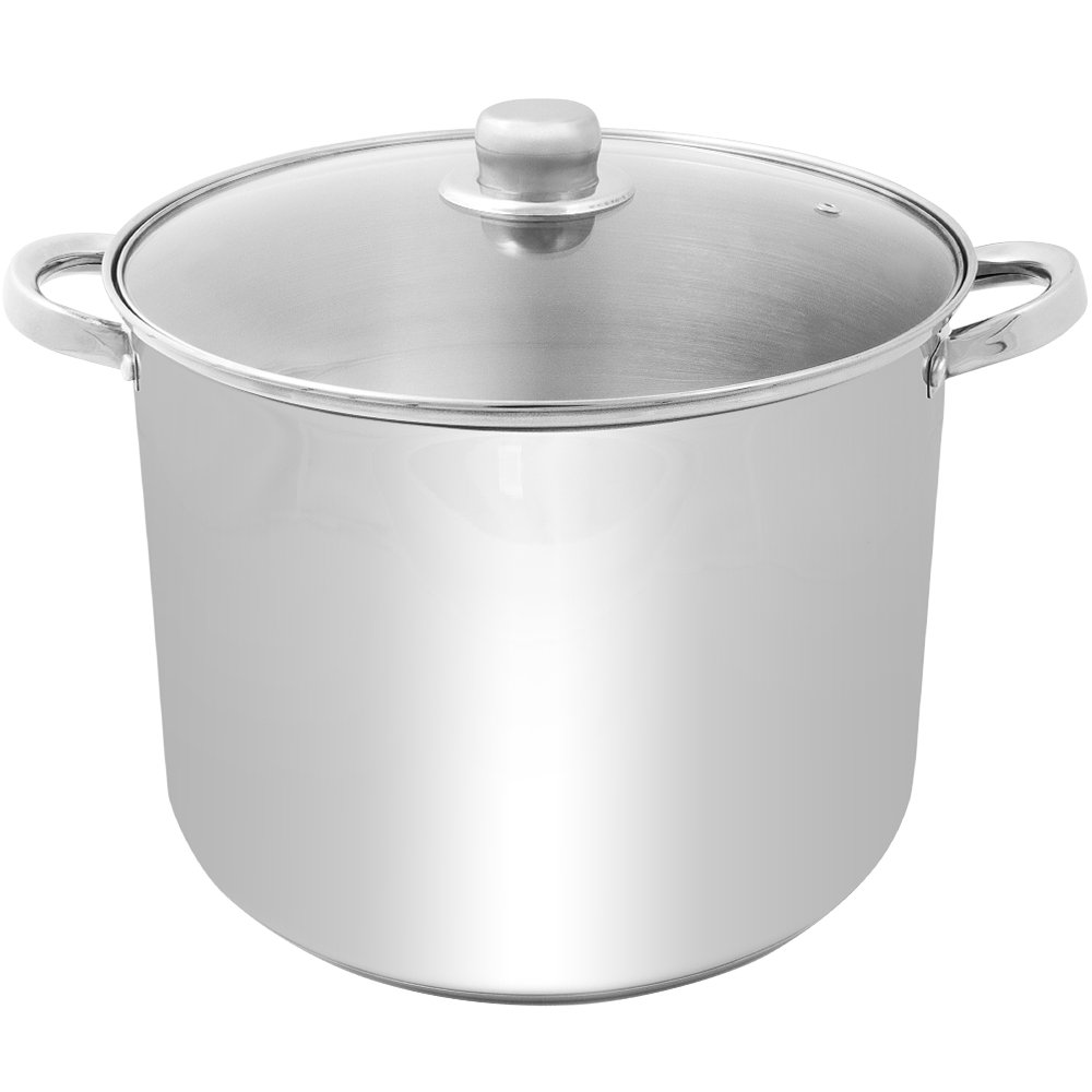 20 Litre Stainless Steel Stock Pot XXL Large Pot with Induction Base + Glass Lid with Steam