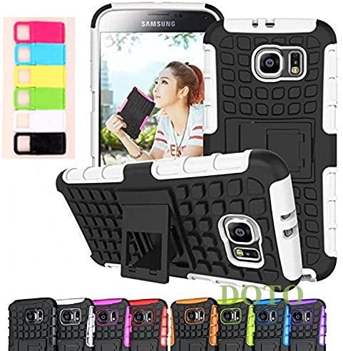 Galaxy S7 Edge Case,S7 Edge Case,[Checked Seires]Dual Layer [Anti-Scratch] [Shockproof] Hybrid Armor Tough Protective Case With Kickstand For Samsung Galaxy S7 Edge Case+Stand Holder (White )