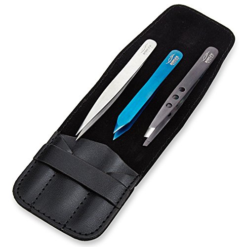 Bodyline Basics Stainless Steel Tweezers with Faux Leather Case