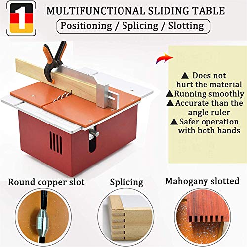 Tragbare Tischkreissäge , Mini-Tischsägeblätter, Tischsägen für die Holzbearbeitung mit Schiebetisch, Hubschneiden von… – Bild 6