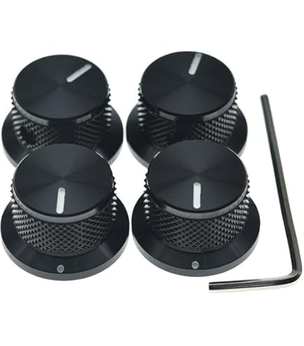 Set 4 Manopole Cromate Con Top Abalone Per Chitarra - Metalliche, Per Vite Da 6mm, Stile Top Hat
