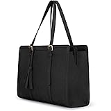 ECOSUSI Laptop Bag For Women 15.6 Inch Work Tote Bags PU Leather Computer Purse For Business Office With 3 Layer Compartments