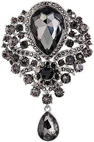 Bai You Mei Womens Classic Style Clear Glass Flower Brooch Pin Crystal Rhinestone Jewelry 11 Syles