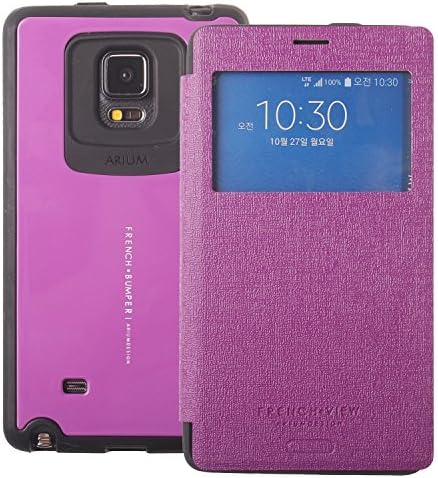 Note Edge Case, [Drop Protection] French Bumper [View Window] Flip Cover [Shock Absorption] Case *TPU Jelly + Synthetic Leather* for Galaxy Note Edge N9150 (Purple)