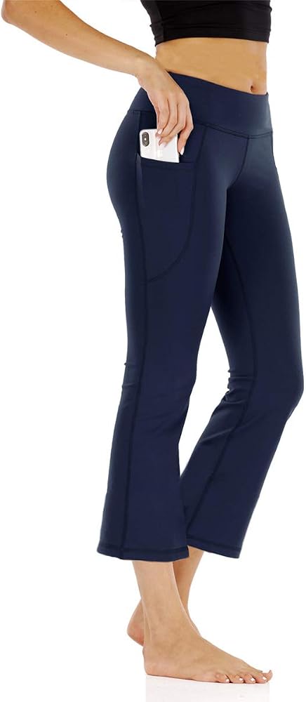 Waist Bootcut Capri Leggings Yoga Pants 