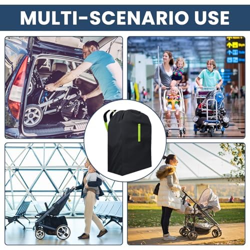 KOWVOWZ Stroller Travel Bag, Portable Pram Bag for Airplane, Oxford Cloth Baby Stroller Travel Bag, Gate Check Travel Bag with Backpack for Airplane Travel