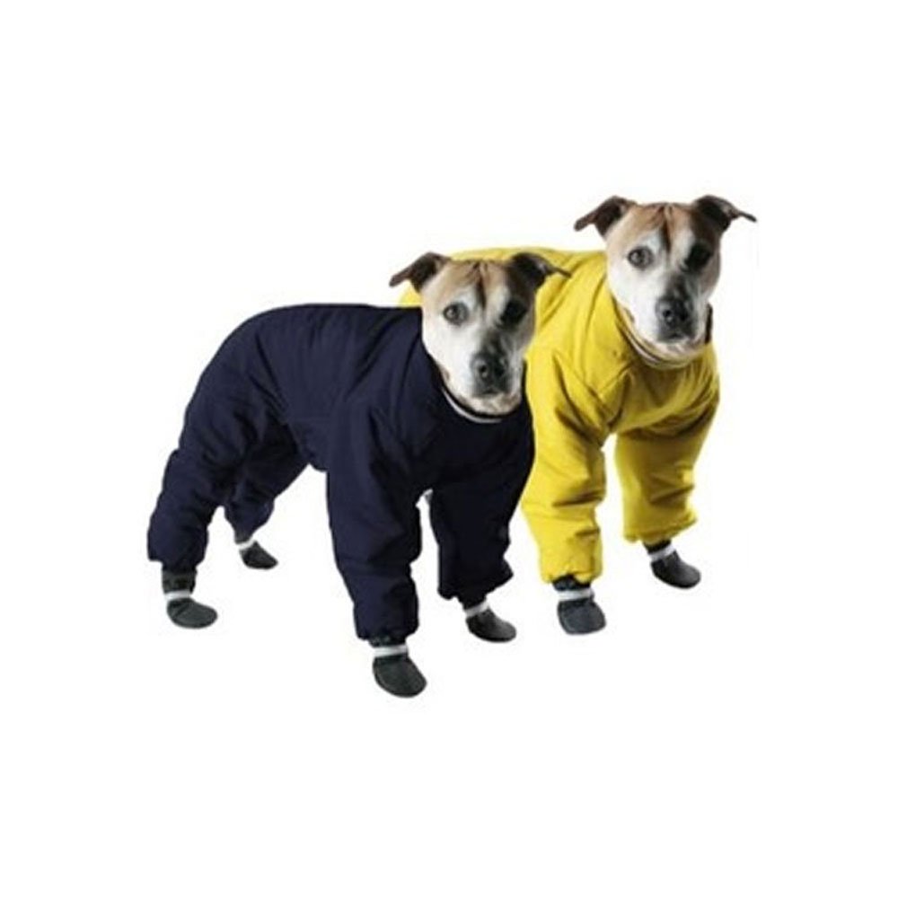 dog snowsuit with attached booties