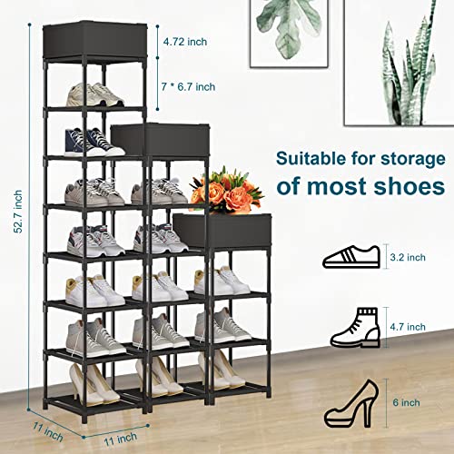 Narrow Shoe Rack, 8 Tier Vertical Shoe Rack for Closet Entryway Hallway
