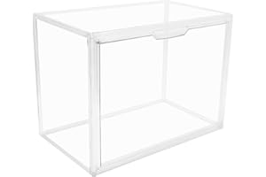 GUDEMAY Clear Stackable Plastic Storage Bins with Magnetic Lid, Dustproof Book & Cosmetic Display Cases, Large Figures Collectibles Showcase, Shoe Box, Protection Organizer (Clear-L-1 Pack)