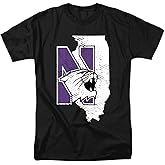 Northwestern University Official State Shape Unisex Adult T-Shirt, State Shape, Medium